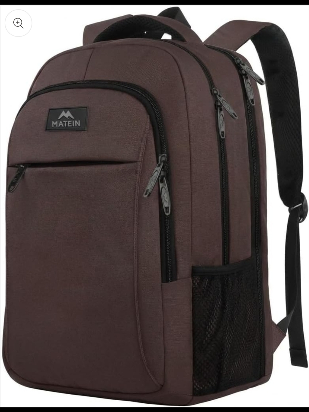 MATEIN Brown Polyester Laptop Backpack 17" Multi-Compartment Adjustable Straps
